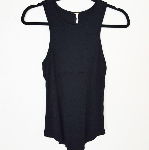 $25⬇️ Free People Black Ribbed  Scoop Neck Tank - Picture 2 of 7